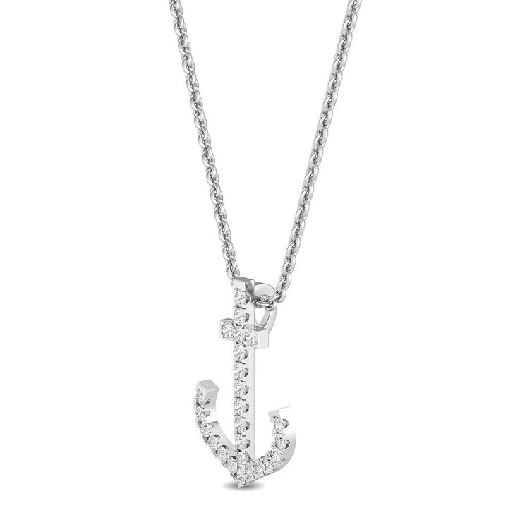 Anchor Pendant Lab Grown Diamonds 0.11 ctw - PUREFINEJEWELRY