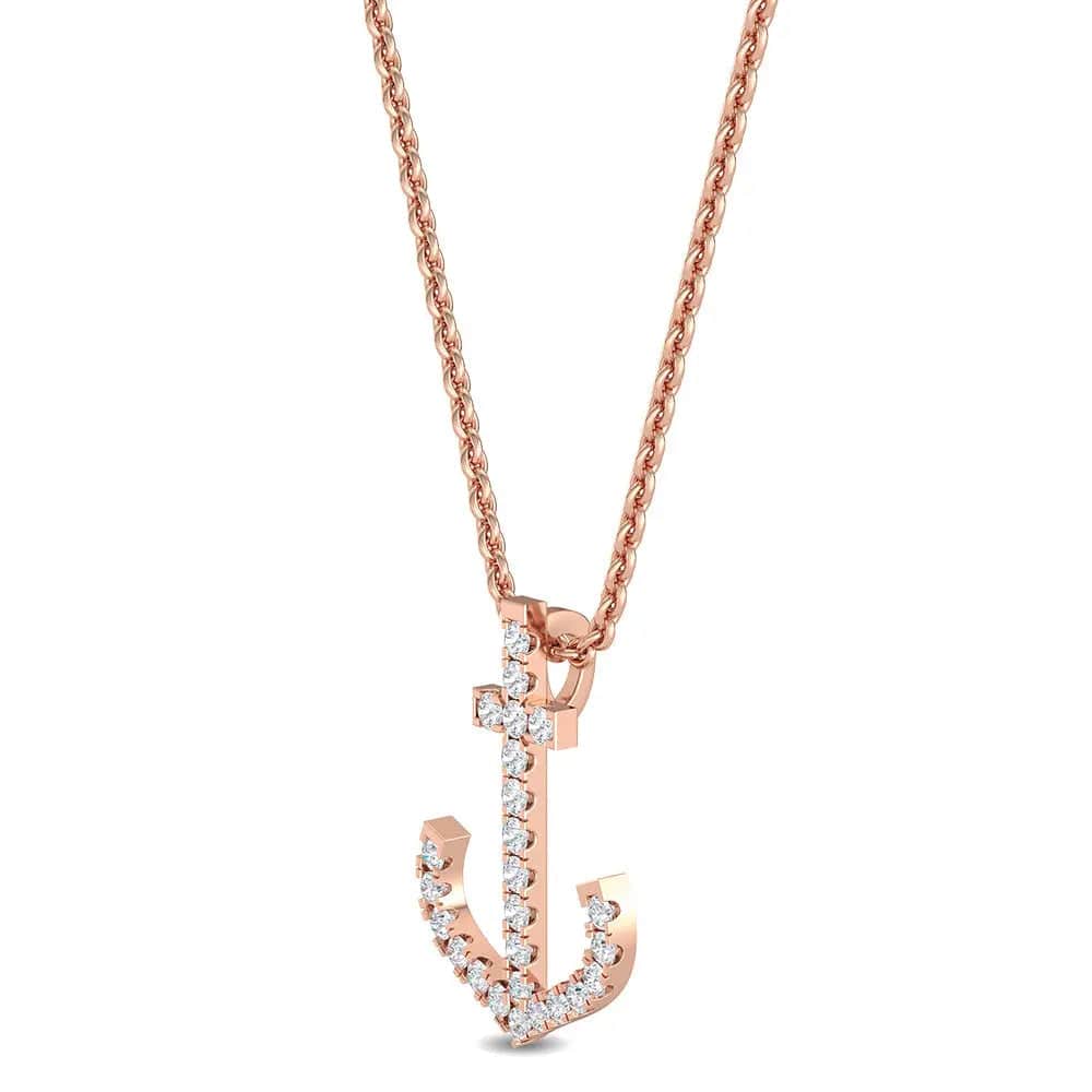 Anchor Pendant Lab Grown Diamonds 0.11 ctw - PUREFINEJEWELRY