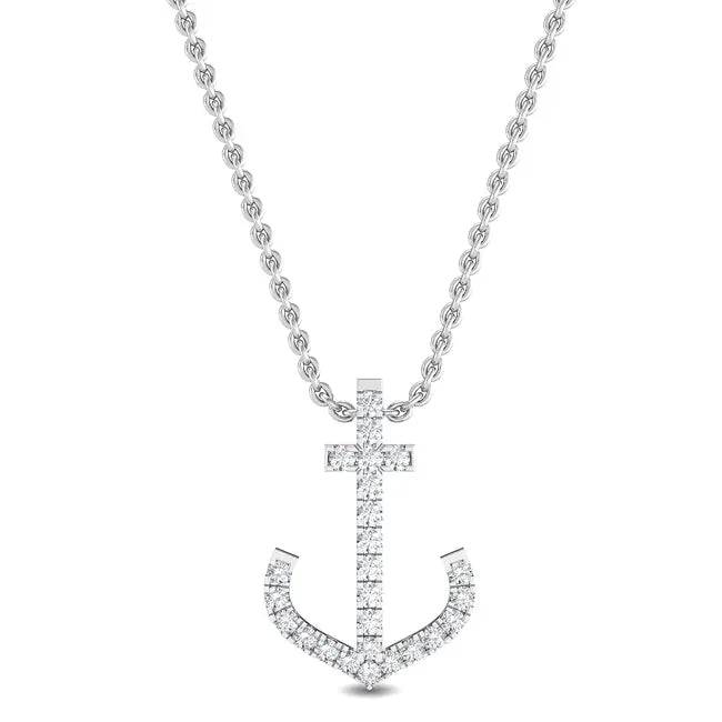 Anchor Pendant Lab Grown Diamonds 0.11 ctw - PUREFINEJEWELRY