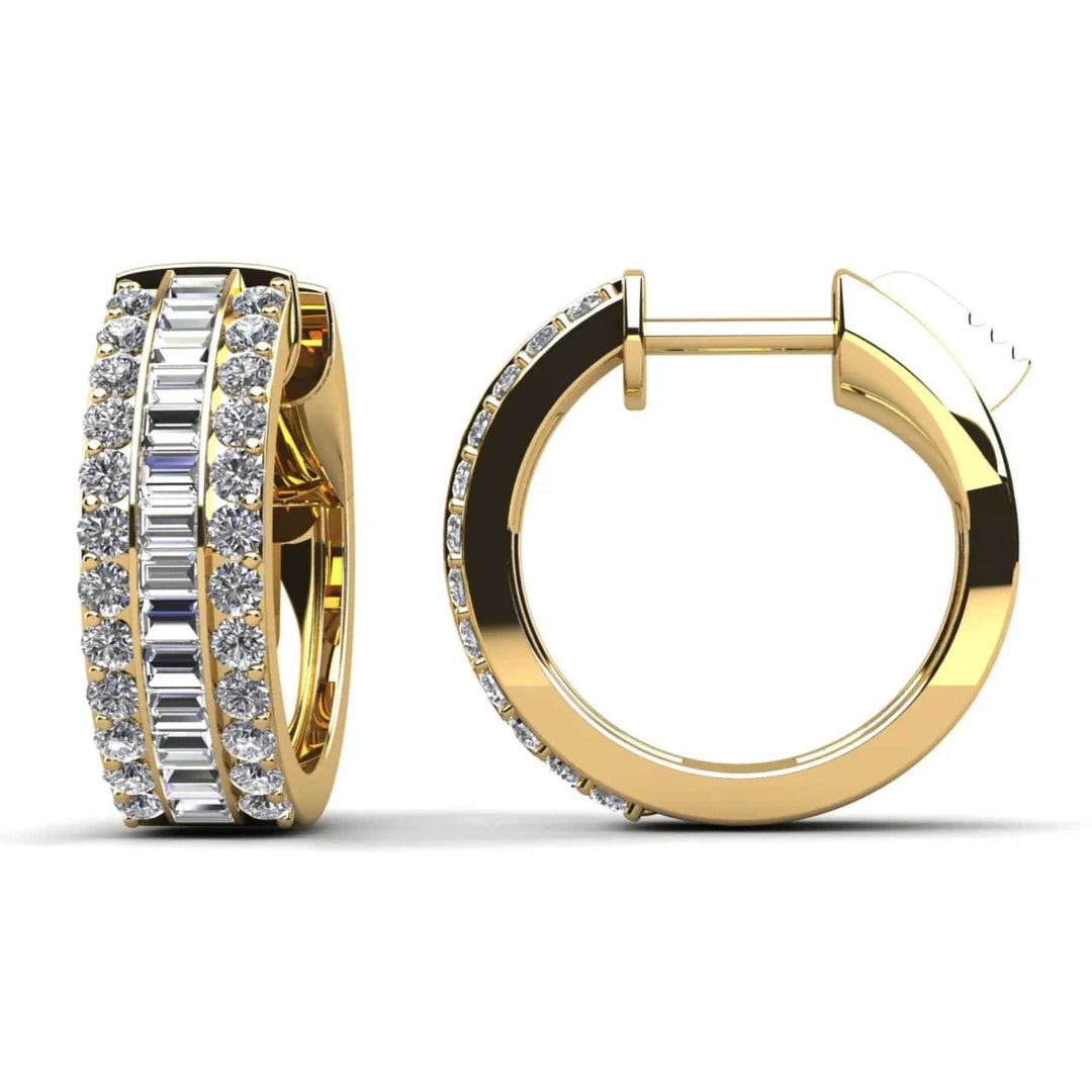 Baguette And Round Hoops Lab Diamonds 0.90 ctw - PUREFINEJEWELRY