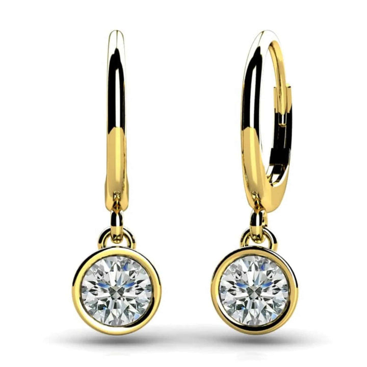 Bezel Set Lab Diamond Drop Earrings 0.32 ctw - PUREFINEJEWELRY