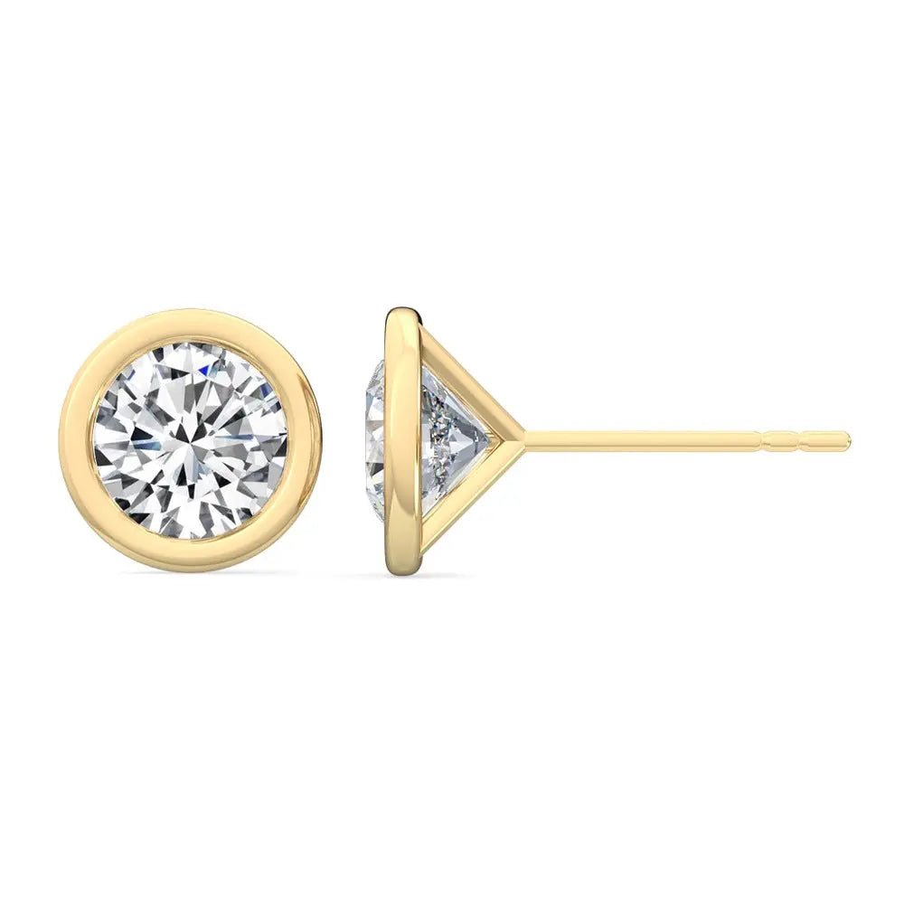 Bezel Stud Earrings Lab Grown Diamond 0.30ctw to 2.00 ctw - PUREFINEJEWELRY