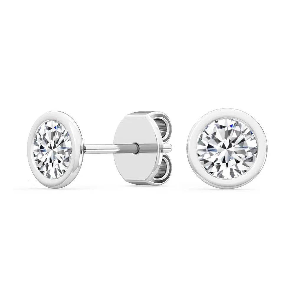 Bezel Stud Earrings Lab Grown Diamond 0.30ctw to 2.00 ctw - PUREFINEJEWELRY