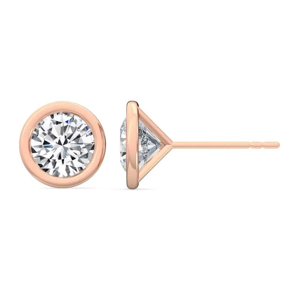 Bezel Stud Earrings Lab Grown Diamond 0.30ctw to 2.00 ctw - PUREFINEJEWELRY