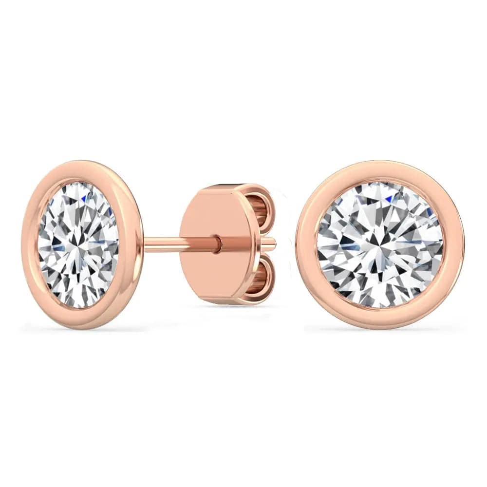 Bezel Stud Earrings Lab Grown Diamond 0.30ctw to 2.00 ctw - PUREFINEJEWELRY