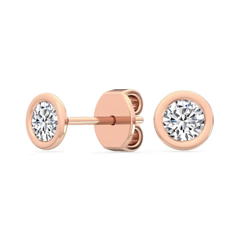 Bezel Stud Earrings Lab Grown Diamond 0.30ctw to 2.00 ctw - PUREFINEJEWELRY