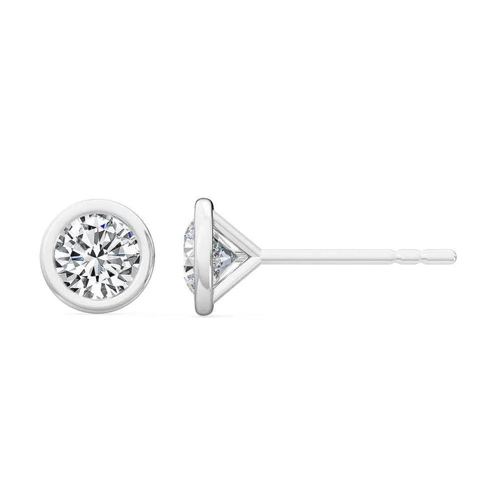 Bezel Stud Earrings Lab Grown Diamond 0.30ctw to 2.00 ctw - PUREFINEJEWELRY