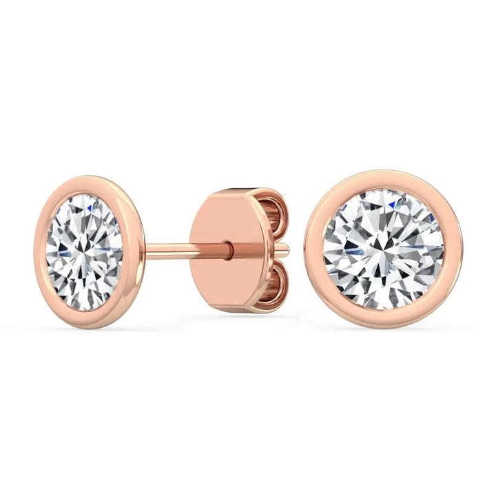 Bezel Stud Earrings Lab Grown Diamond 0.30ctw to 2.00 ctw - PUREFINEJEWELRY