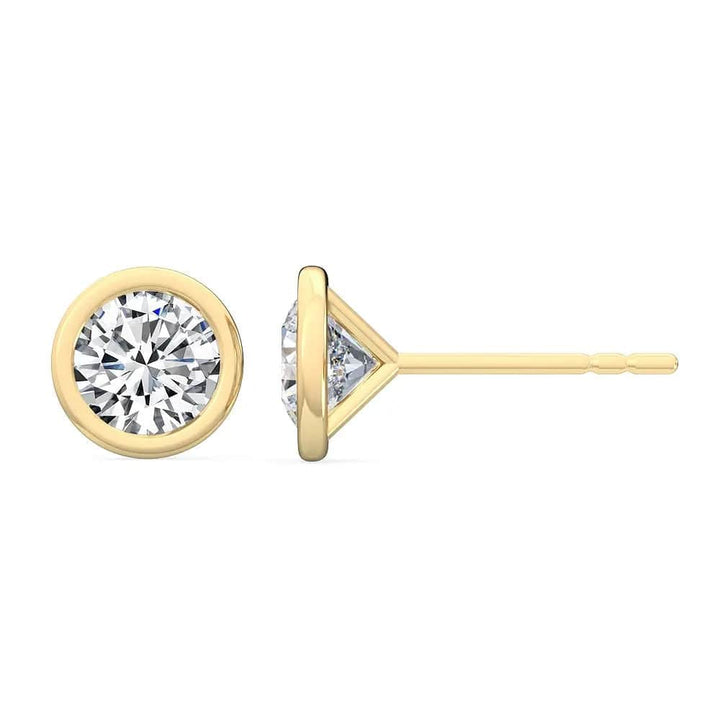 Bezel Stud Earrings Lab Grown Diamond 0.30ctw to 2.00 ctw - PUREFINEJEWELRY