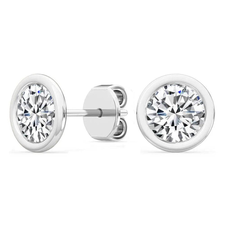 Bezel Stud Earrings Lab Grown Diamond 0.30ctw to 2.00 ctw - PUREFINEJEWELRY