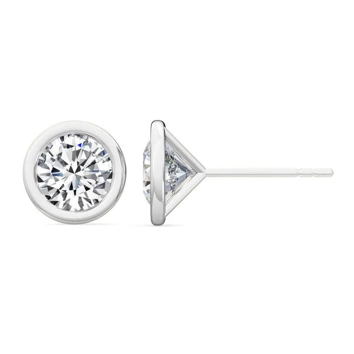 Bezel Stud Earrings Lab Grown Diamond 0.30ctw to 2.00 ctw - PUREFINEJEWELRY