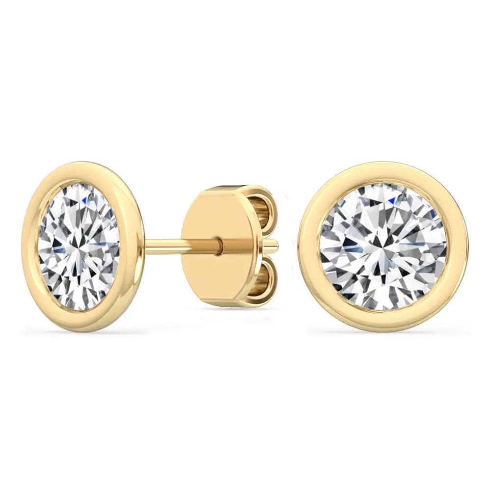 Bezel Stud Earrings Lab Grown Diamond 0.30ctw to 2.00 ctw - PUREFINEJEWELRY