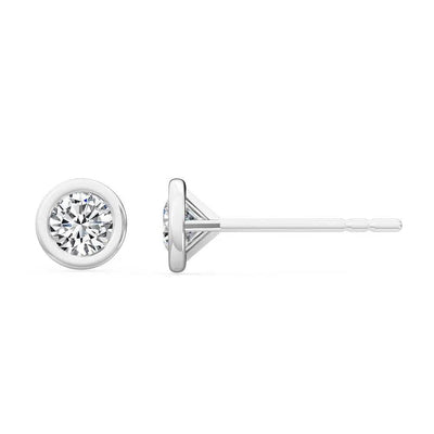 Bezel Stud Earrings Lab Grown Diamond 0.30ctw to 2.00 ctw - PUREFINEJEWELRY