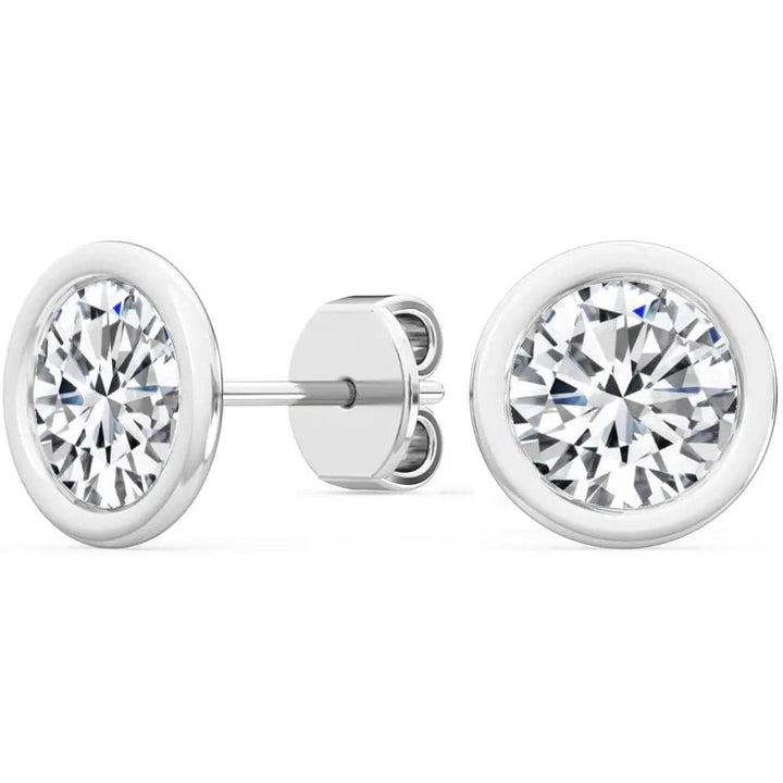 Bezel Stud Earrings Lab Grown Diamond 0.30ctw to 2.00 ctw - PUREFINEJEWELRY