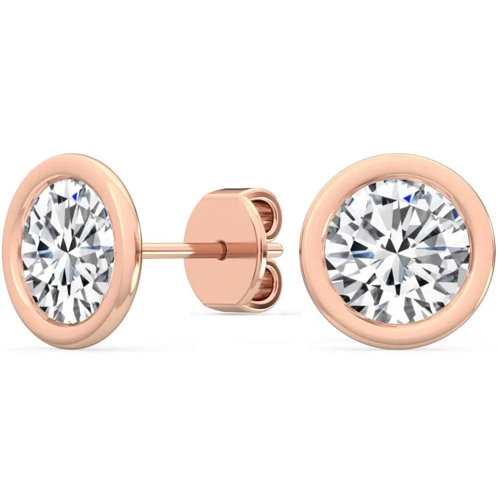 Bezel Stud Earrings Lab Grown Diamond 0.30ctw to 2.00 ctw - PUREFINEJEWELRY