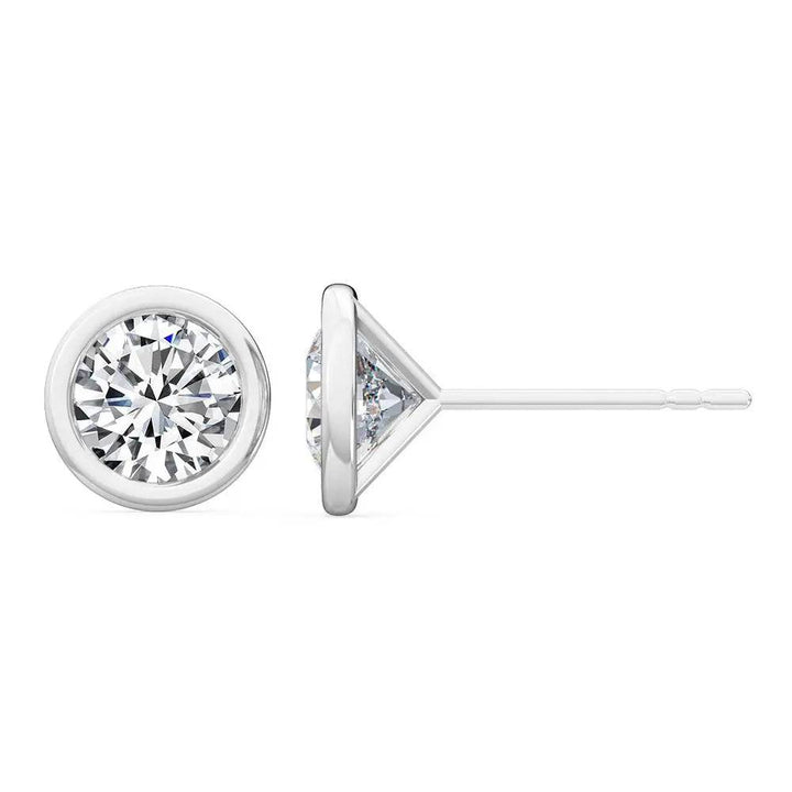 Bezel Stud Earrings Lab Grown Diamond 0.30ctw to 2.00 ctw - PUREFINEJEWELRY