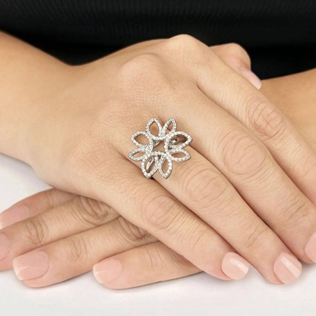 Bold Lab Diamond Flower Ring In 0.68 ctw - PUREFINEJEWELRY