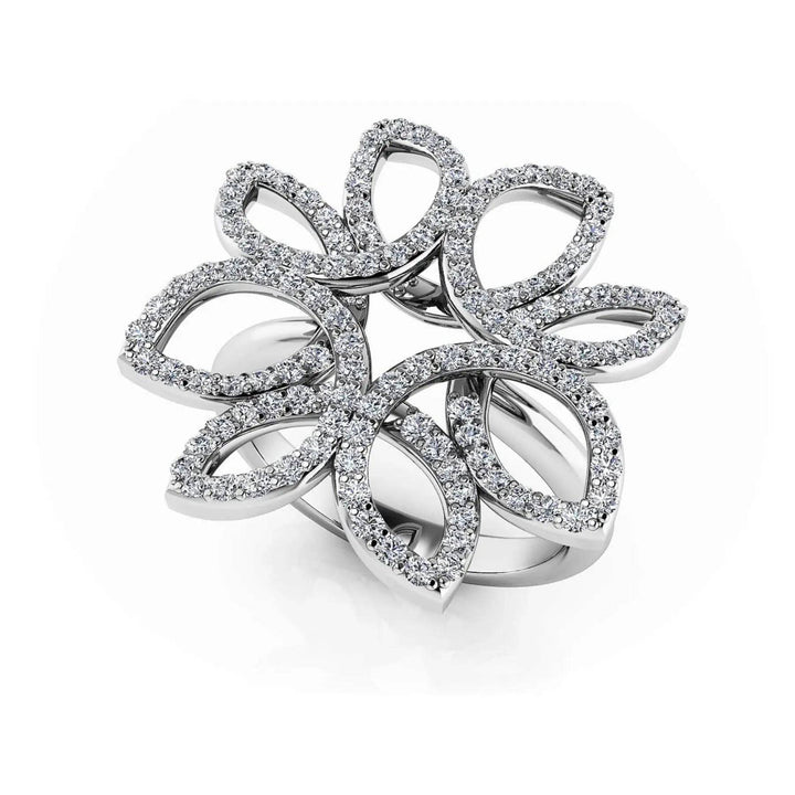 Bold Lab Diamond Flower Ring In 0.68 ctw - PUREFINEJEWELRY