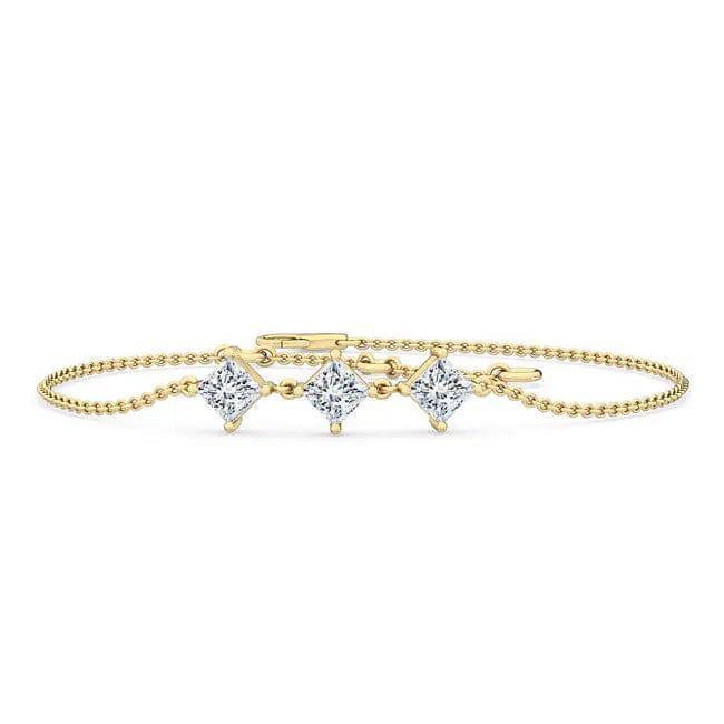 Bracelet 3 Stones Princess Lab Diamond 0.65 ctw - PUREFINEJEWELRY