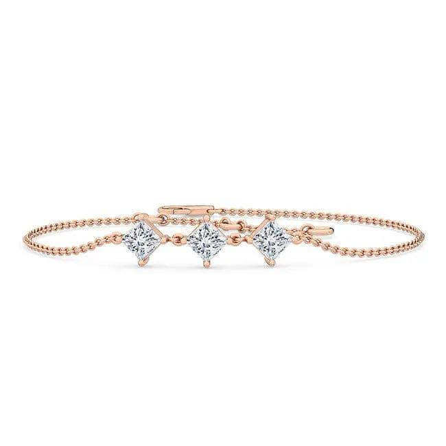 Bracelet 3 Stones Princess Lab Diamond 0.65 ctw - PUREFINEJEWELRY