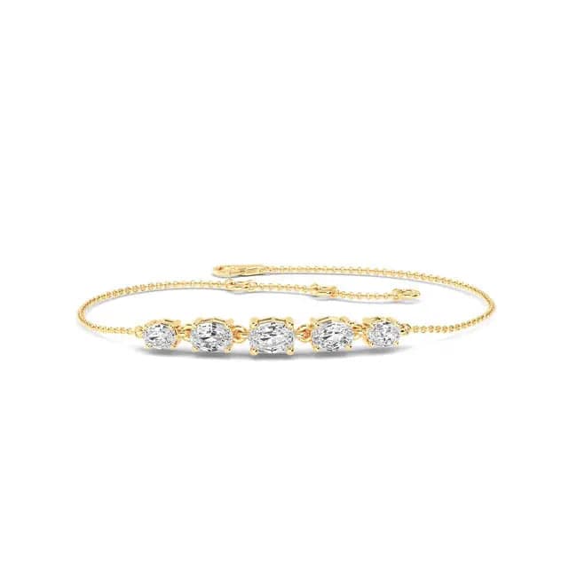 Bracelet 5 Stones Oval Lab Diamond 1.15 ct - PUREFINEJEWELRY