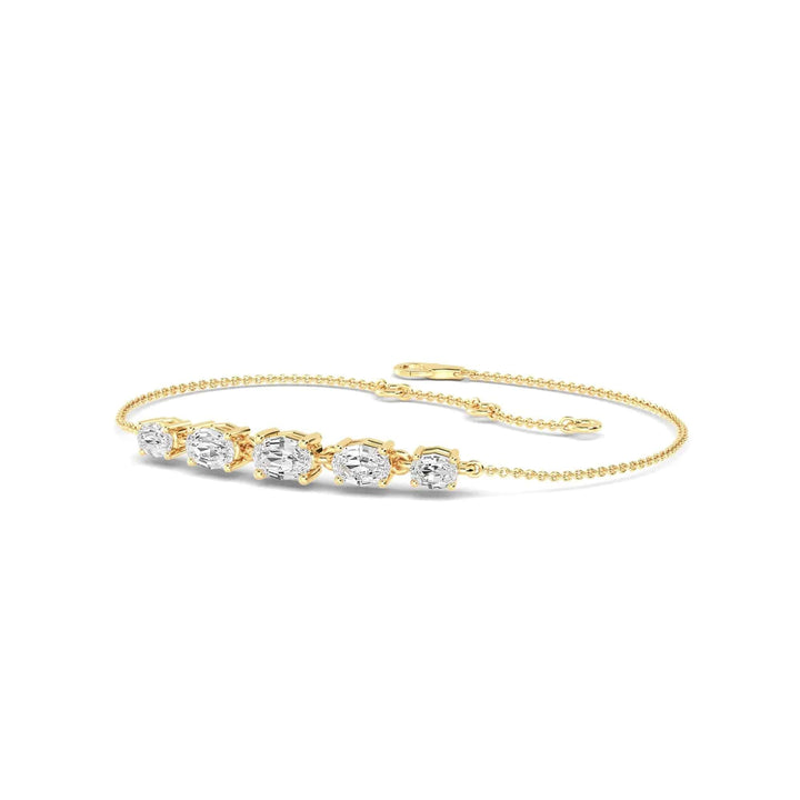 Bracelet 5 Stones Oval Lab Diamond 1.15 ct - PUREFINEJEWELRY