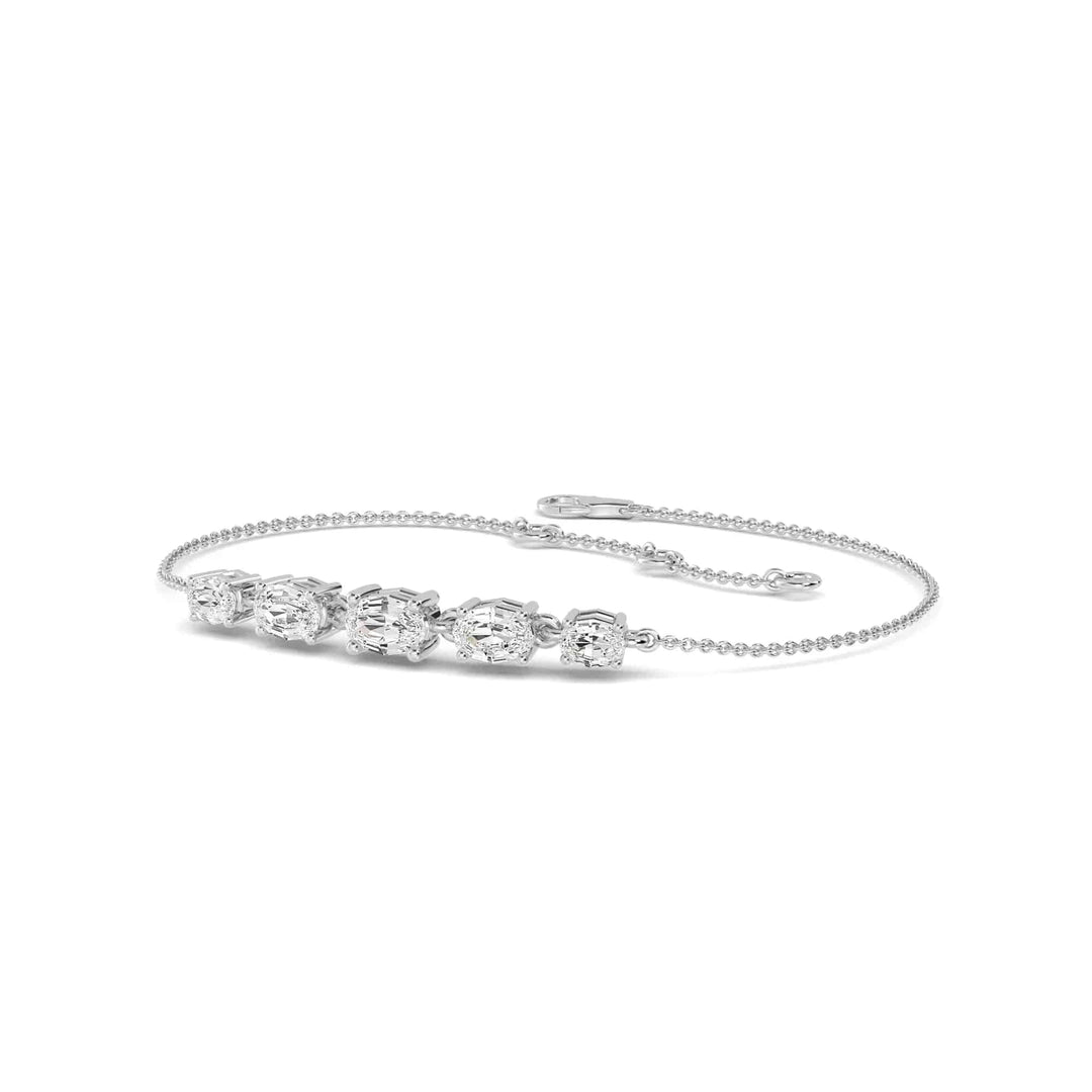 Bracelet 5 Stones Oval Lab Diamond 1.15 ct - PUREFINEJEWELRY