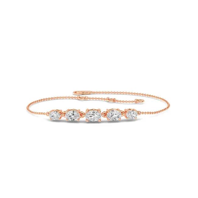 Bracelet 5 Stones Oval Lab Diamond 1.15 ct - PUREFINEJEWELRY