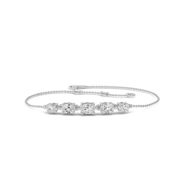 Bracelet 5 Stones Oval Lab Diamond 1.15 ct - PUREFINEJEWELRY