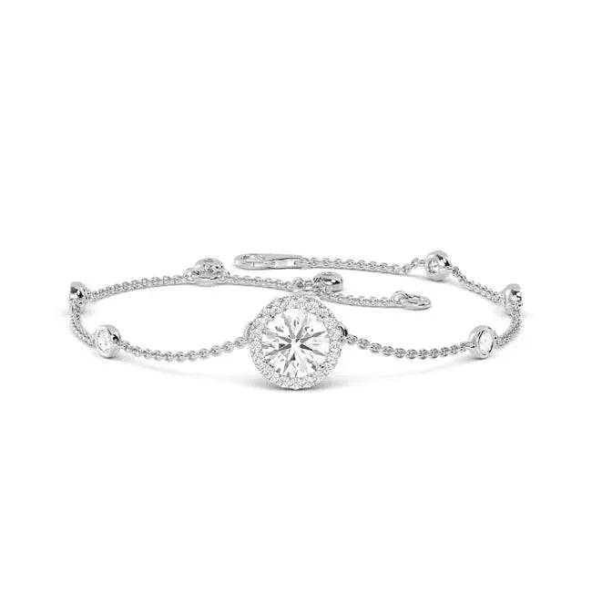 Bracelet Round Halo Lab Grown Diamond 1.00 ct - PUREFINEJEWELRY