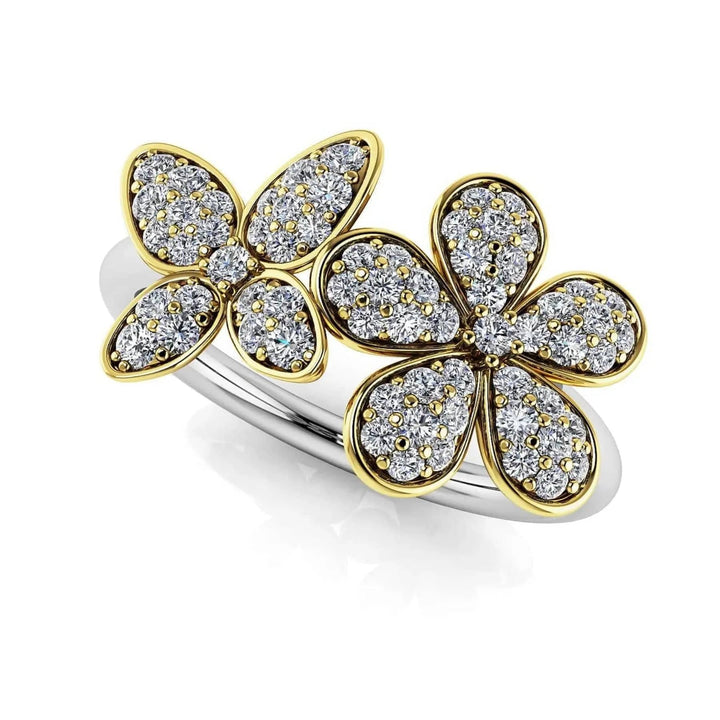 Butterfly And Flower Lab Diamond Ring 0.39 ctw - PUREFINEJEWELRY