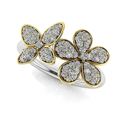 Butterfly And Flower Lab Diamond Ring 0.39 ctw - PUREFINEJEWELRY