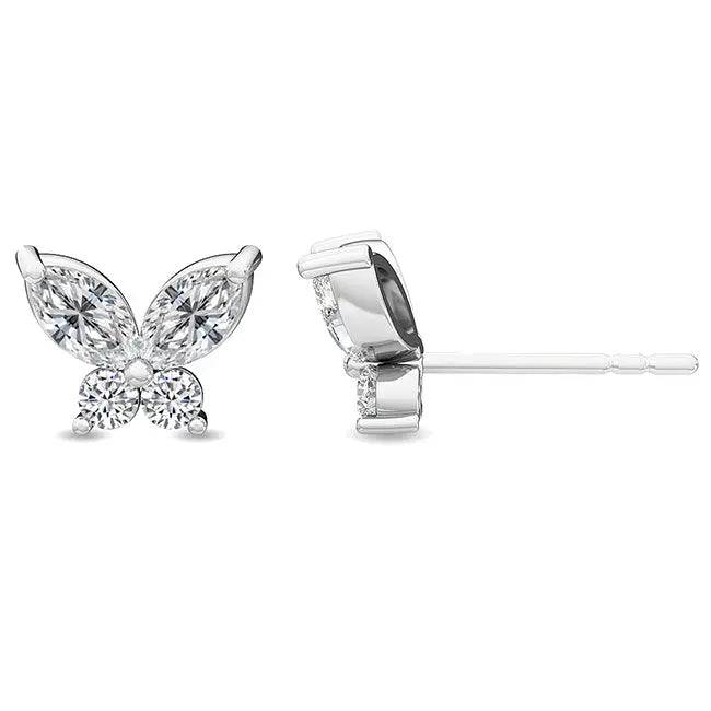 Butterfly Stud Earrings Lab Grown Diamond 0.65 ctw - PUREFINEJEWELRY