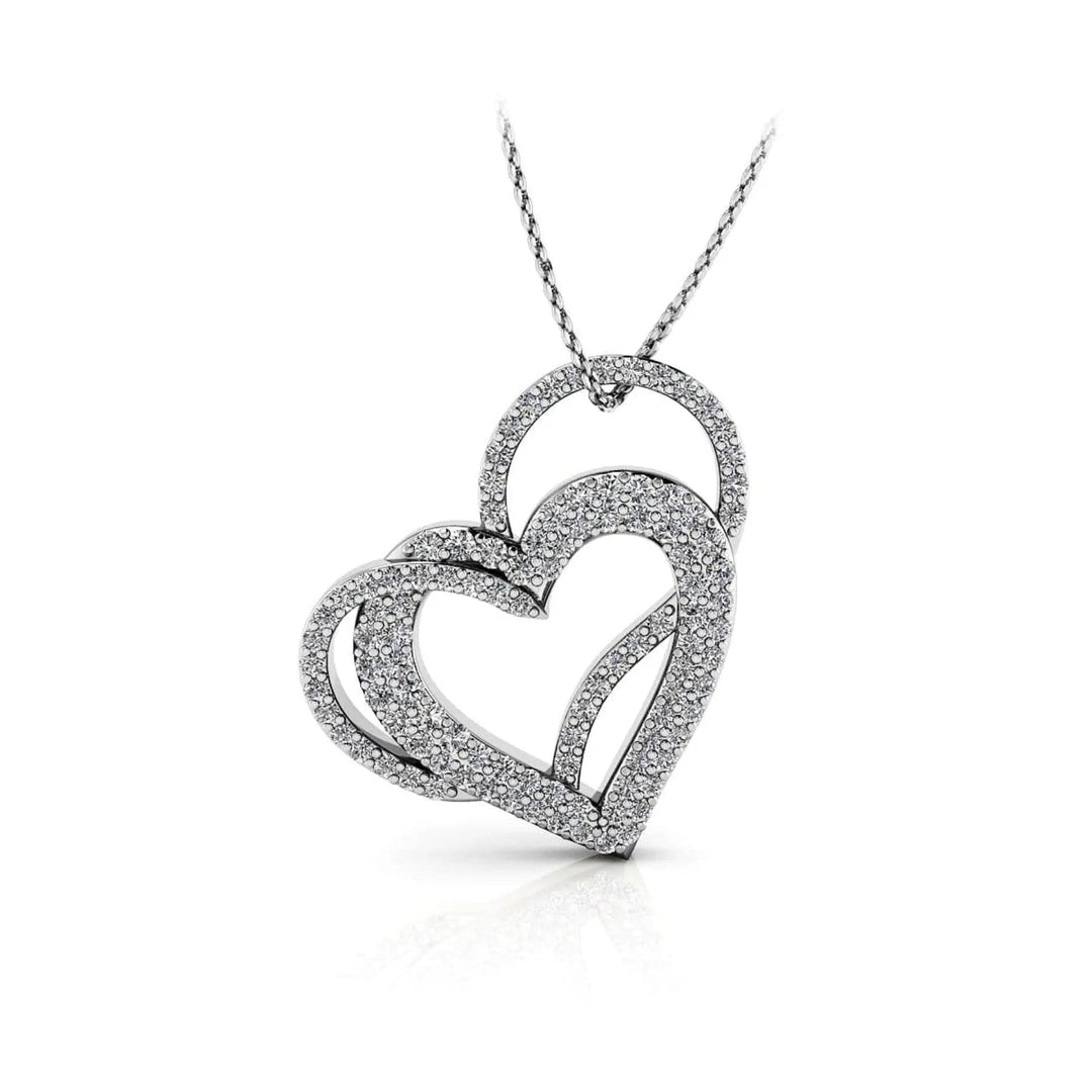 Cascading Lab Diamond Heart Pendant Necklace 0.96 ctw - PUREFINEJEWELRY