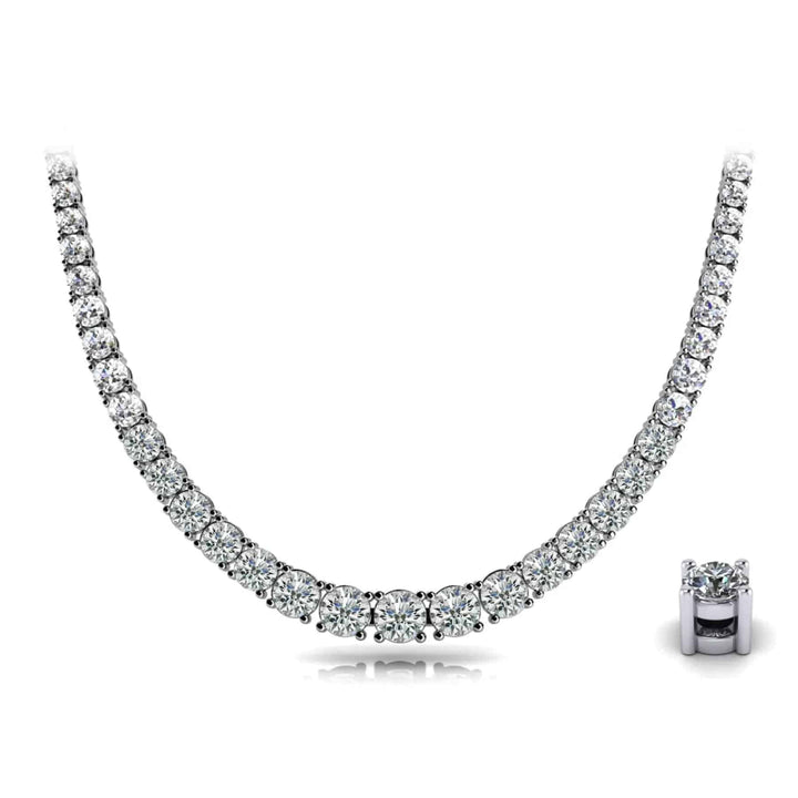 Classic Graduated Tennis Necklace Lab Diamonds 6.91 ctw - PUREFINEJEWELRY