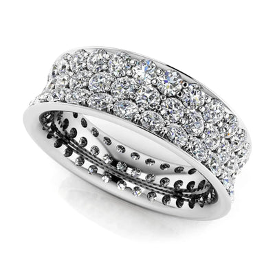 Concave 3 Row Lab Diamond Eternity Ring 2.87 ctw - PUREFINEJEWELRY