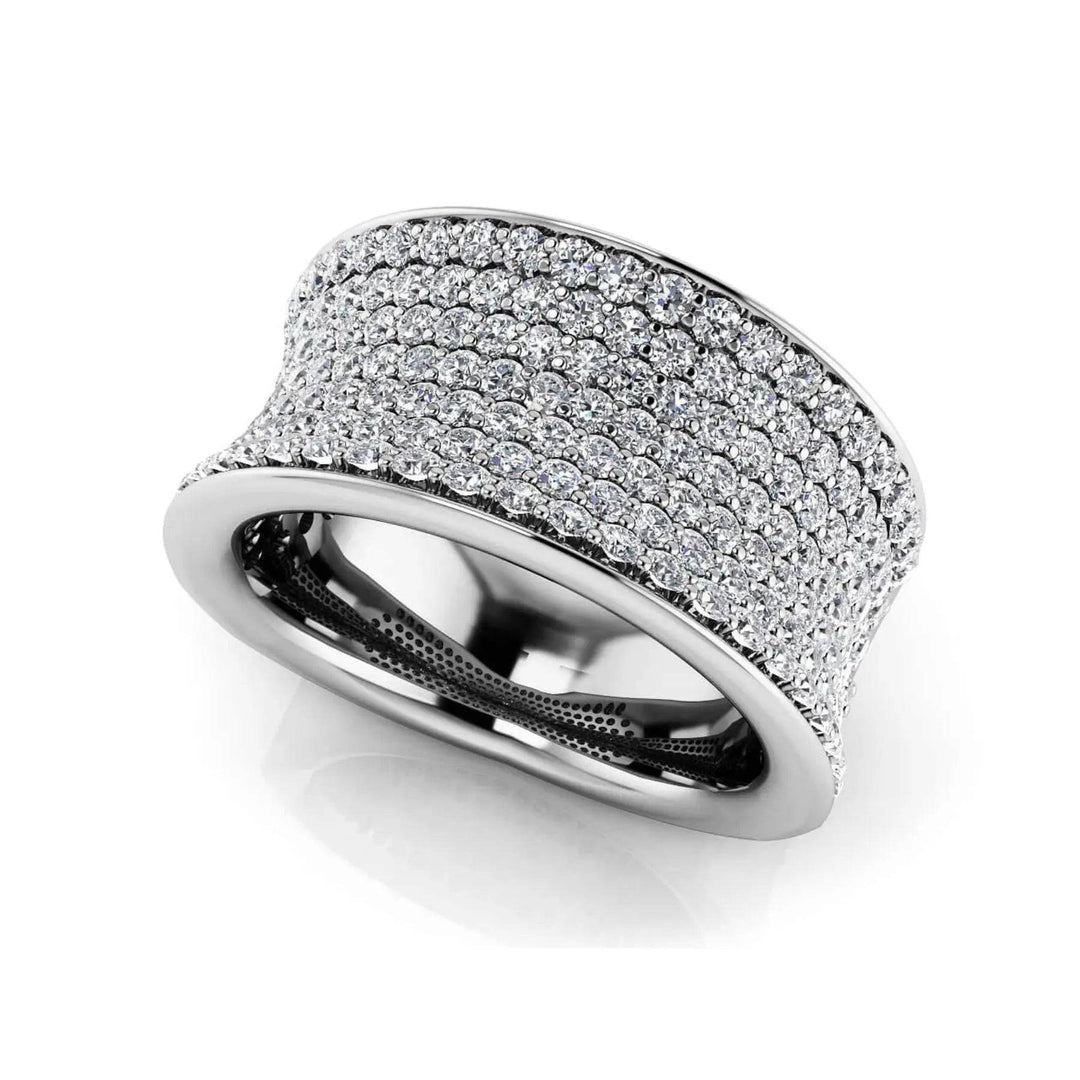 Concave 7 Row Lab Diamond Anniversary Ring 1.42 ctw - PUREFINEJEWELRY