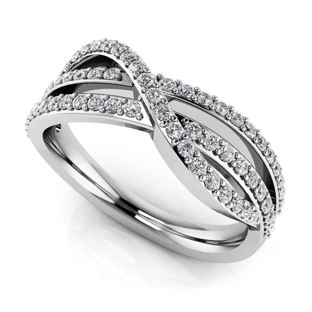 Dazzling Three Row Anniversary Ring 0.46 ctw - PUREFINEJEWELRY