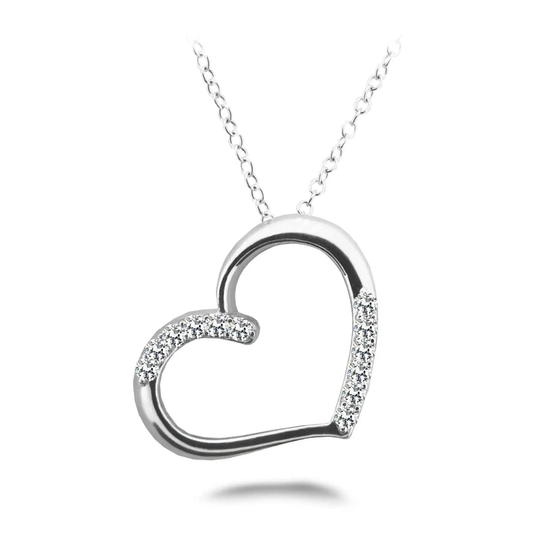 Diamond Detail Heart Pendant 0.49 ctw - PUREFINEJEWELRY