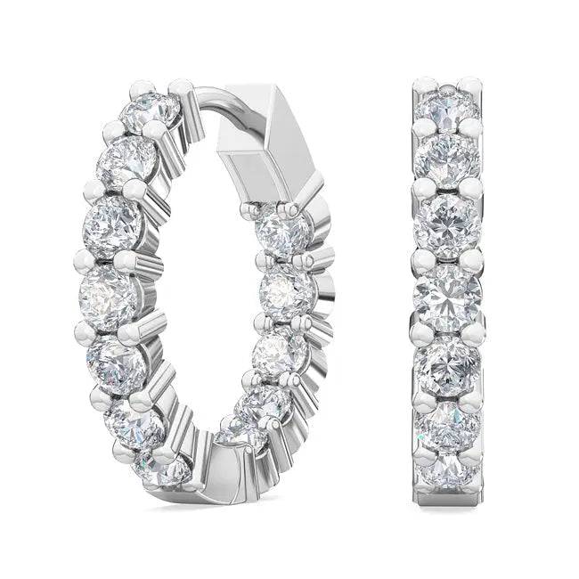 Diamond Hoops Earrings Lab Grown 1.00 ctw - PUREFINEJEWELRY