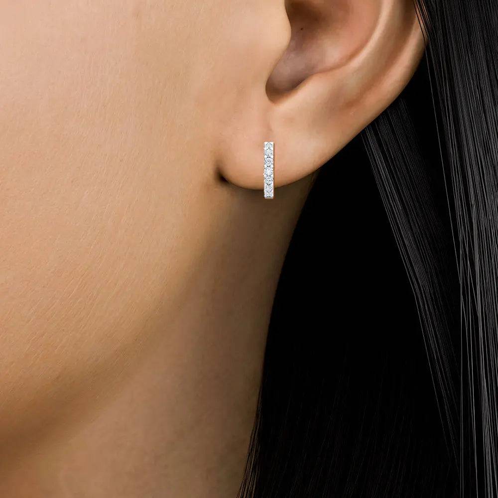 Diamond Hoops Earrings Lab Grown 1.00 ctw - PUREFINEJEWELRY