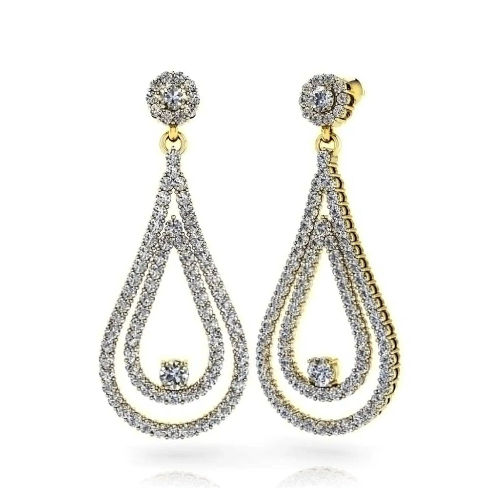 Double Drop Lab Diamond Swing Earrings 1.61 ctw - PUREFINEJEWELRY