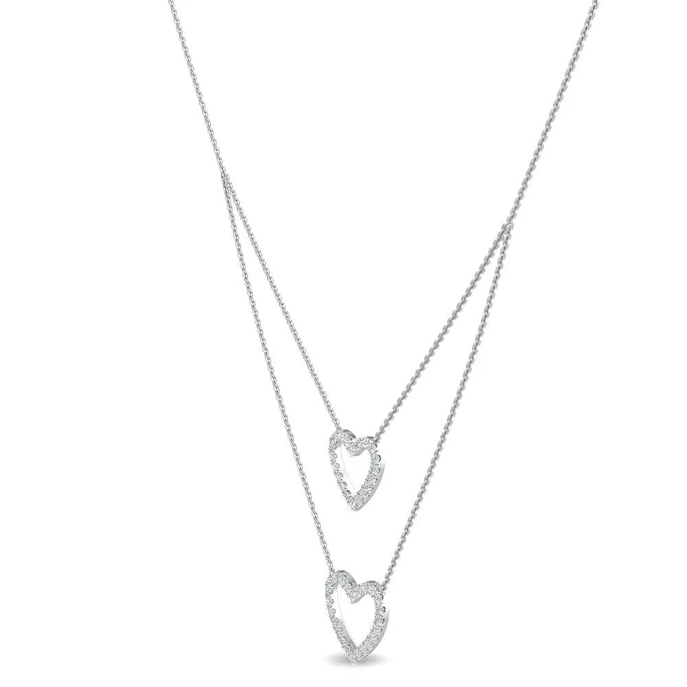 Double Heart Pendant Lab Grown Diamond 0.30 ctw - PUREFINEJEWELRY