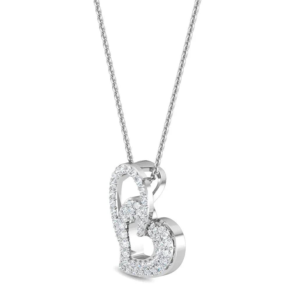 Double Heart Pendant Lab Grown Diamond 0.50 ctw - PUREFINEJEWELRY