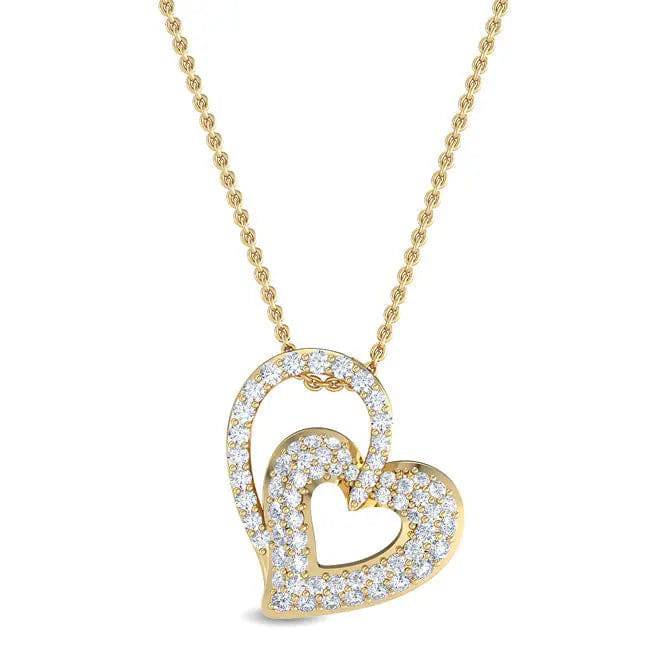 Double Heart Pendant Lab Grown Diamond 0.50 ctw - PUREFINEJEWELRY