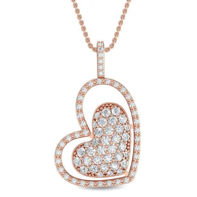 Double Heart Pendant Lab Grown Diamond 1.30 ctw - PUREFINEJEWELRY