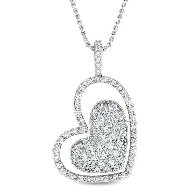 Double Heart Pendant Lab Grown Diamond 1.30 ctw - PUREFINEJEWELRY