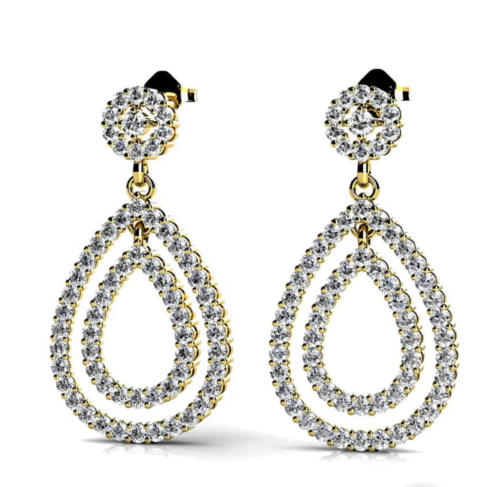 Double Teardrop Lab Diamond Earrings 1.03 ctw - PUREFINEJEWELRY