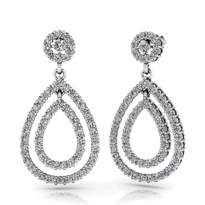 Double Teardrop Lab Diamond Earrings 1.03 ctw - PUREFINEJEWELRY