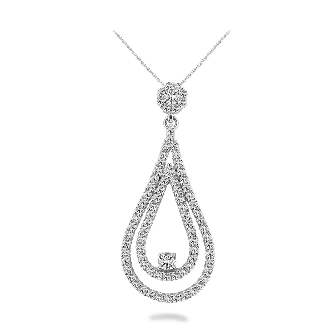 Double Teardrop Lab Diamond Pendant 2.03 ctw - PUREFINEJEWELRY